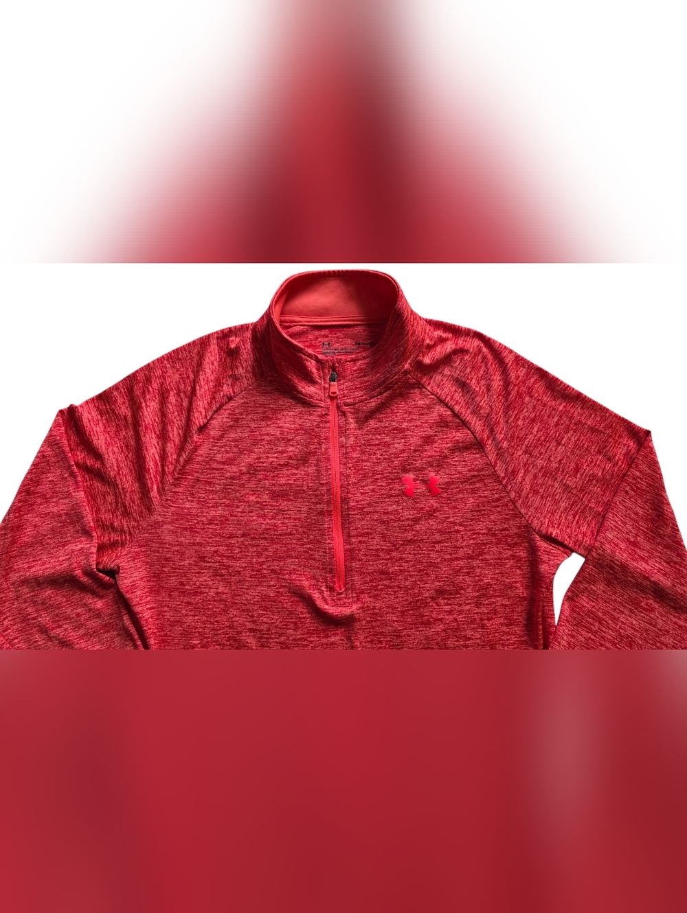 Under Armour Small Red Space Dye Heat Gear 1/4 Zip Performance Workout Pullover - Picture 3 of 9